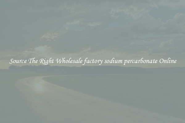 Source The Right Wholesale factory sodium percarbonate Online