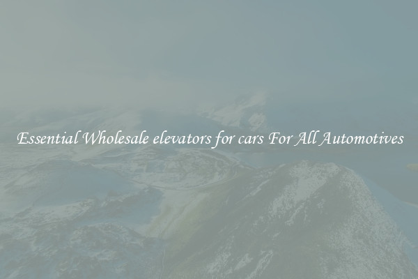 Essential Wholesale elevators for cars For All Automotives