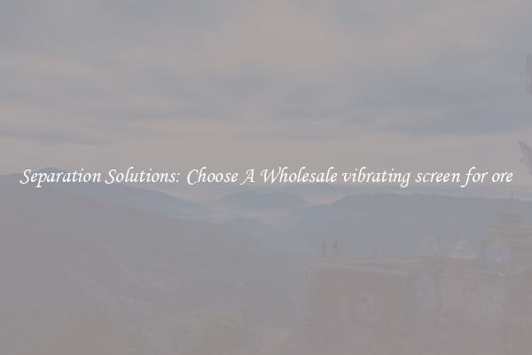 Separation Solutions: Choose A Wholesale vibrating screen for ore