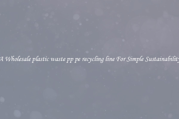  A Wholesale plastic waste pp pe recycling line For Simple Sustainability 